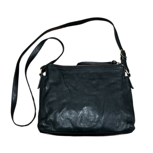 Margot New York Small Black Leather Multi Compartment Cross-Body Purse Bag - Picture 5 of 12